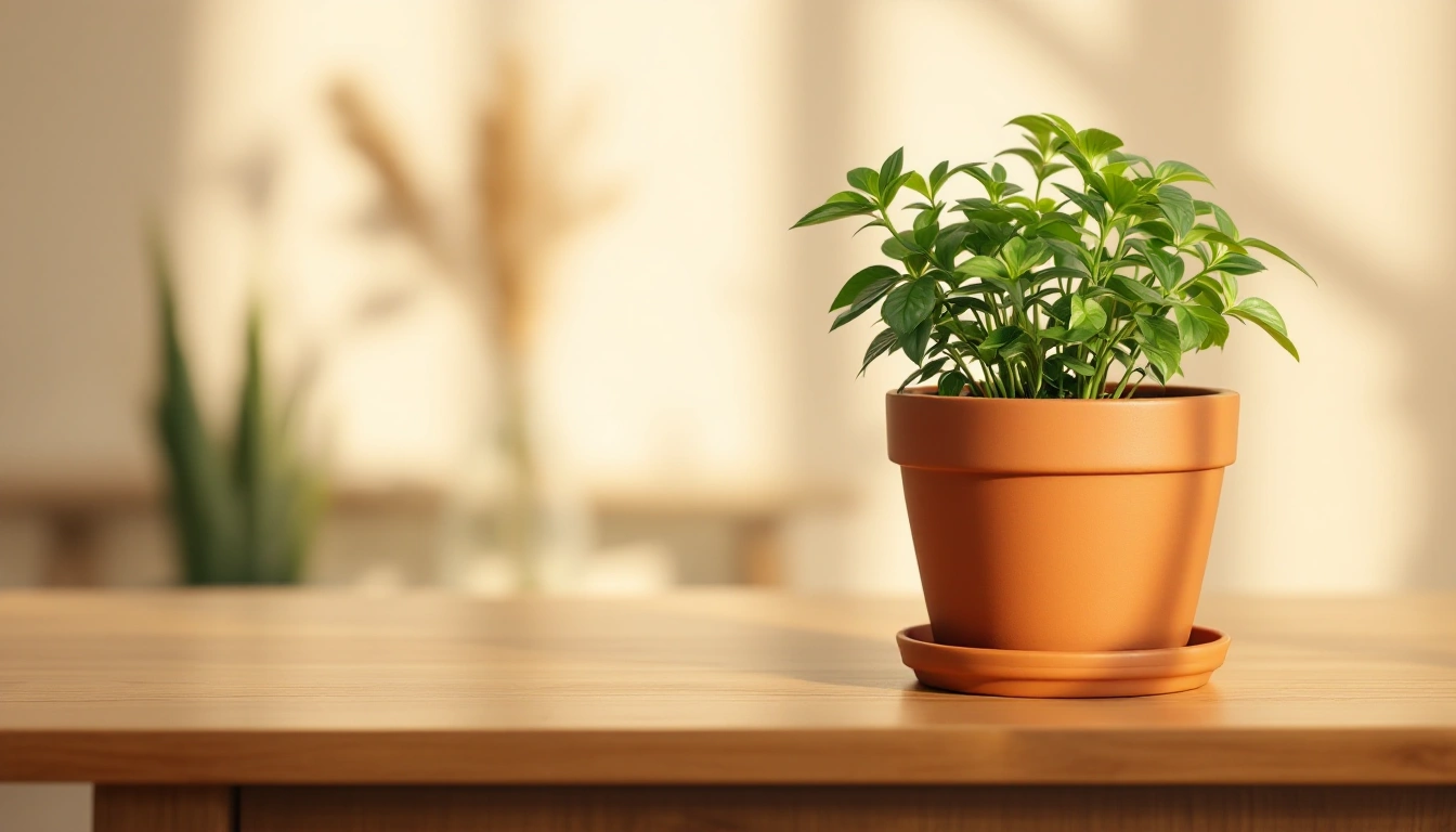 A terracotta self-watering planter with a small side fill tube